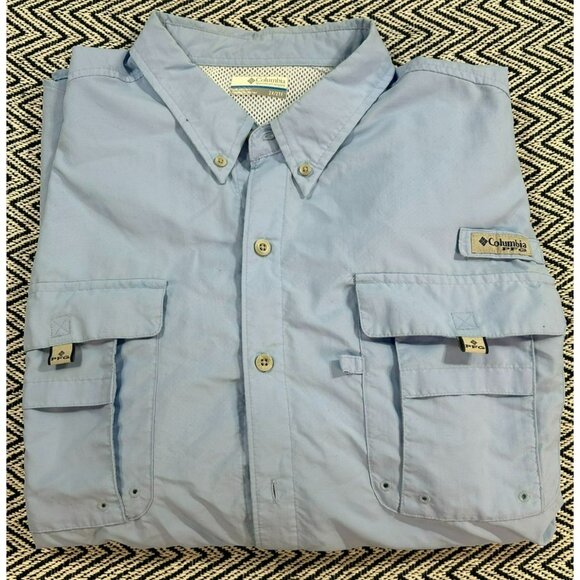 Columbia Other - Columbia Mens 2X Omni-Shade Button-Up Long-Sleeve Fishing Shirt Light Blue